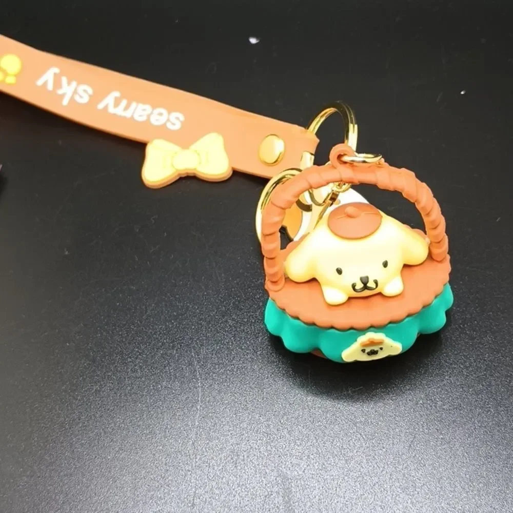Pompom puppy cartoon sanrio silicone wristlet keychain Keyring